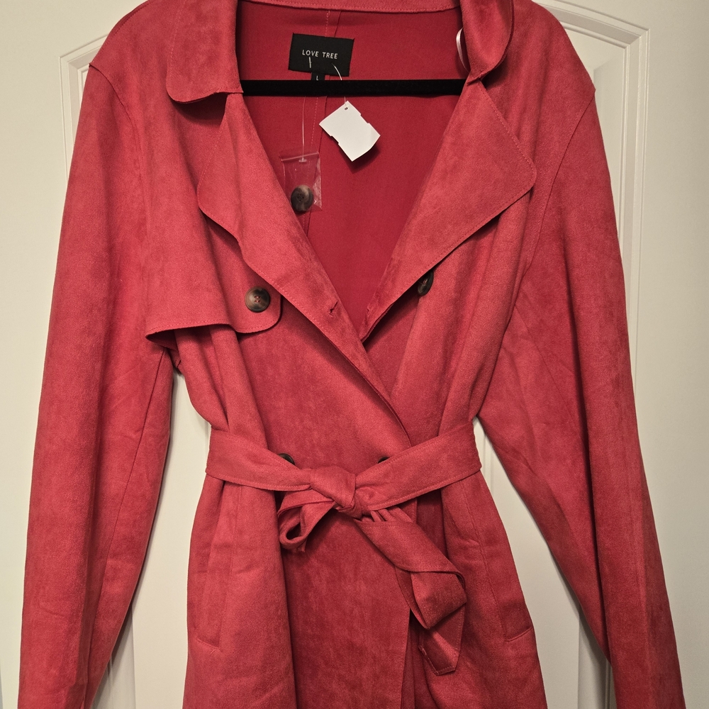 Love Tree Women's Vibrant Hot PINK Trench Coat